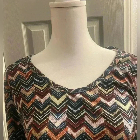 Forbidden Society chevron pattern in fall colors  long sleeve stretchy NWOT Med - Picture 3 of 9
